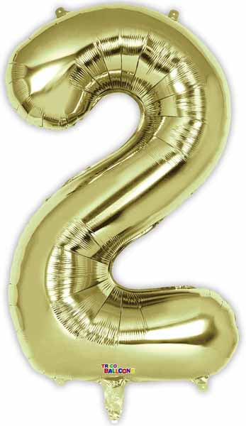 34-Inch White Gold Number 2 Balloon