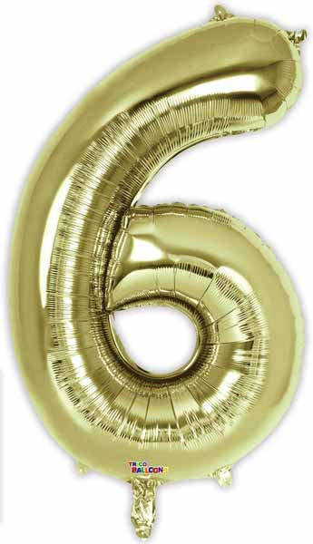 34" White Gold Number 6 Balloon