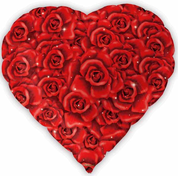 Roses Print 18-Inch Heart Foil Balloon