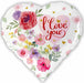 I Love You Floral Heart Foil Balloon, 18 Inch