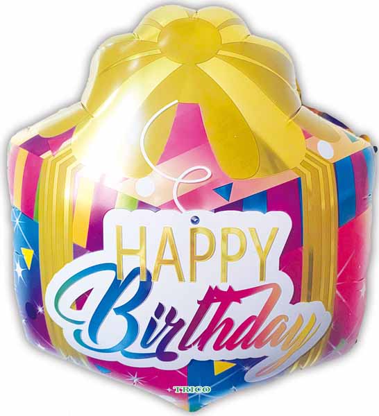 18" Happy Birthday Present-Shaped Foil Balloon