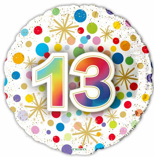 Number 13 Milestone Foil Balloon, 18 Inch