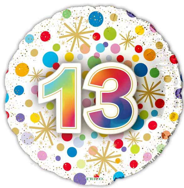 Number 13 Milestone Foil Balloon, 18 Inch