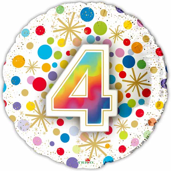 NUMBER BALLOONS "4" 18" 1/PKG