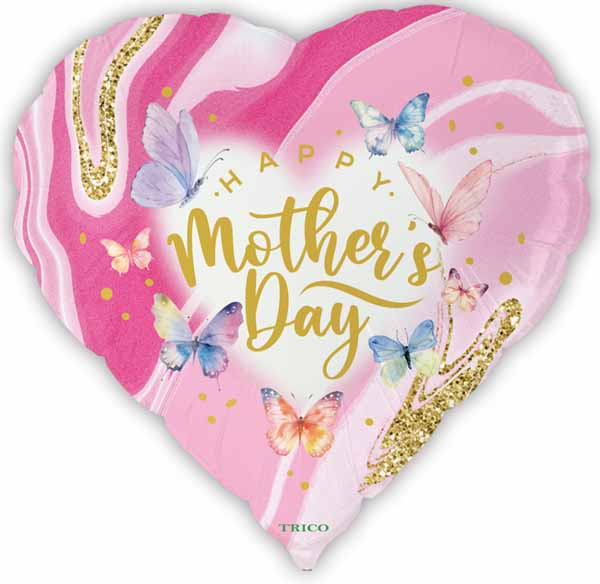 Mother's Day Butterfly 18" Heart Foil Balloon