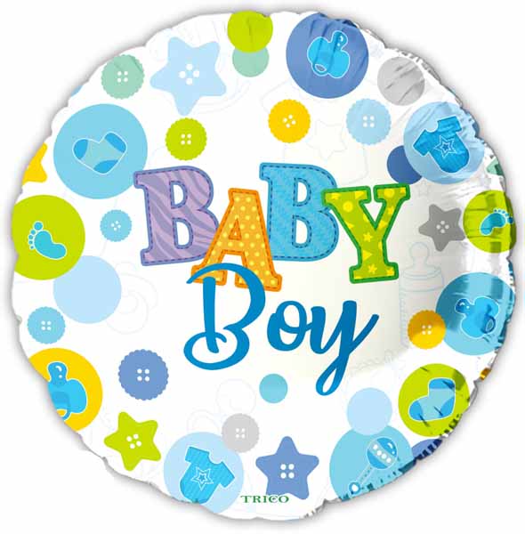 Baby Boy Round Foil Balloon, 18 Inch