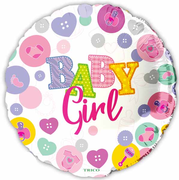 Baby Girl Round Foil Balloon, 18 Inch
