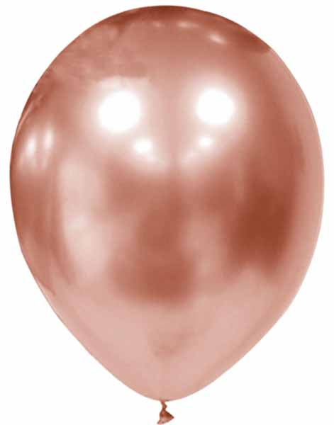 12-Inch Chrome Rose Gold Latex Balloons, 100 Count
