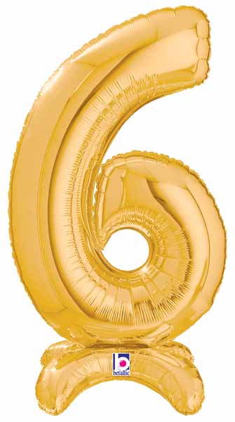 25-Inch Gold Number 6 Megaloon Stand-Up Balloon