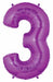 Megaloon Purple Number 3 Balloon, 40 Inch