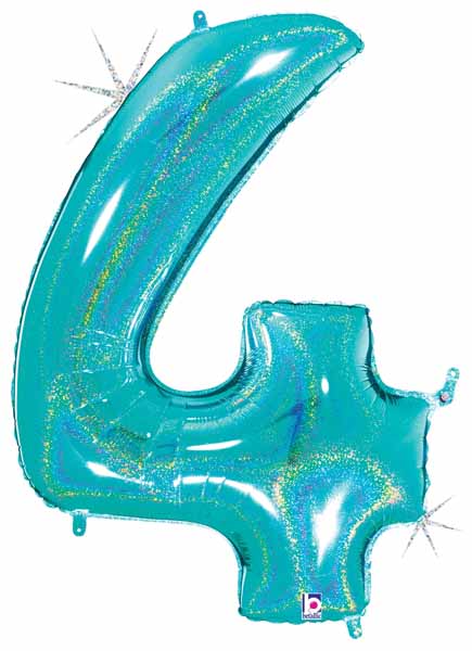 40-Inch Holographic Number 4 Megaloon Balloon