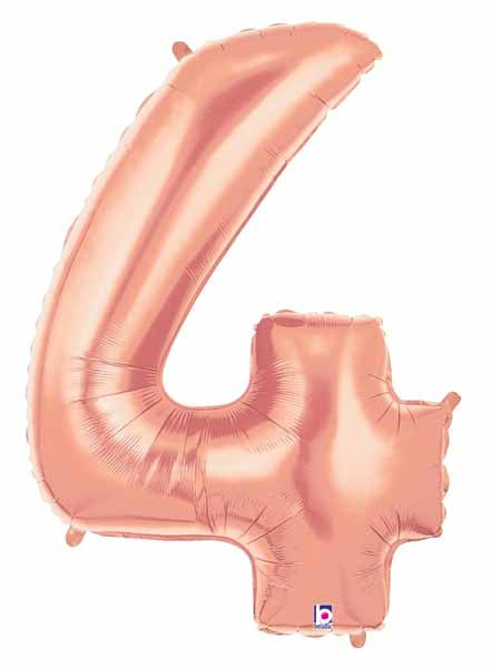 Megaloon Rose Gold Number 4 Balloon, 34 Inch