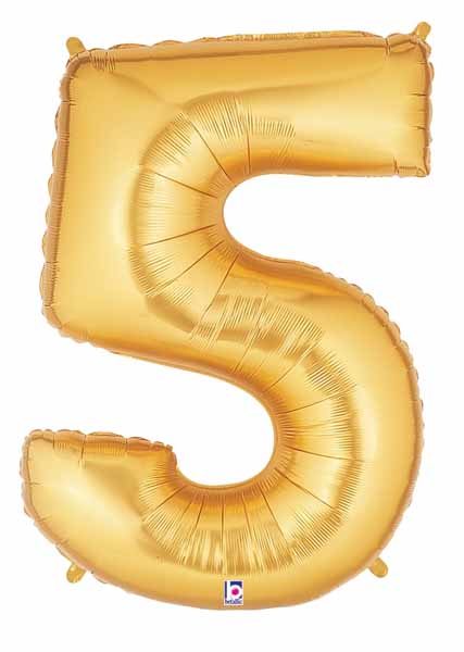 Meg aloon Gold Number 5 Balloon, 40 Inch