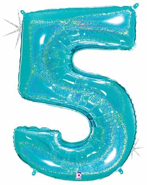 Megaloon Number 5 Holographic Balloon, 40 Inch