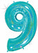 40-Inch Megaloon Number 9 Holographic Robin's Egg Blue Balloon