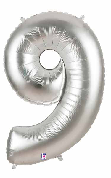 Megaloon Silver Number 9 Balloon, 34 Inch