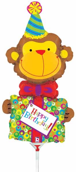 Birthday Monkey 14-Inch Mini Shape Foil Balloon