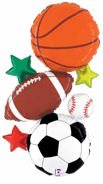 Multi Sports Stacker 37-Inch Shaped Foil Balloon