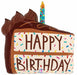 Happy Birthday Chocolate Cake Slice Foil Balloon, 28 Inch