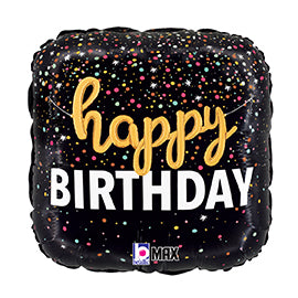 Birthday Script Confetti 18-Inch Square Foil Balloon