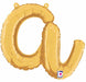 14" Gold Script Letter A Balloon