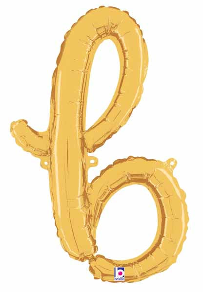 14" Gold Script Letter B Balloon