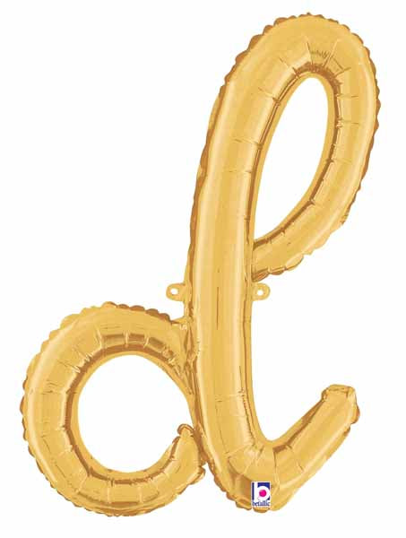 14" Gold Script Letter D Balloon