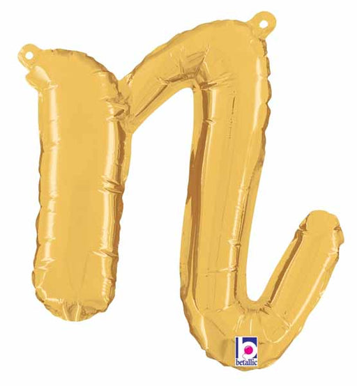 14" Gold Script Letter N Balloon