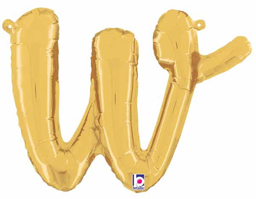 14" Gold Script Letter W Balloon