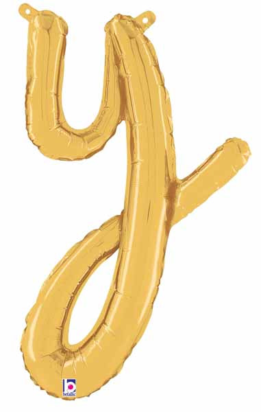 14" Gold Script Letter Y Balloon