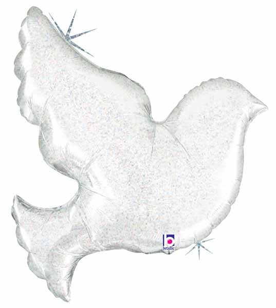 Pearl White Dove 34-Inch Holographic Foil Balloon