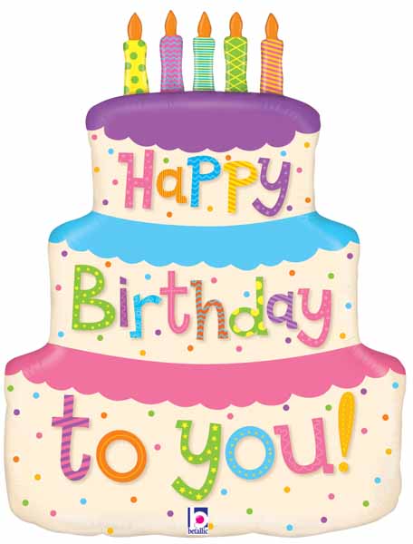 Happy Birthday Cake Shaped Foil Balloon, 23 Inch