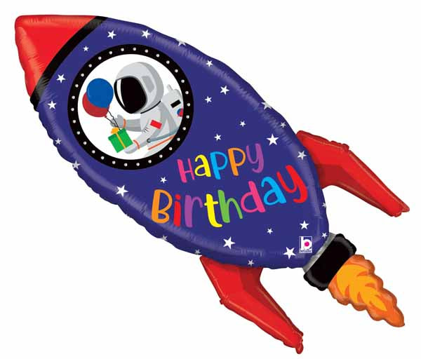 40-Inch Birthday Rocket Foil Balloon