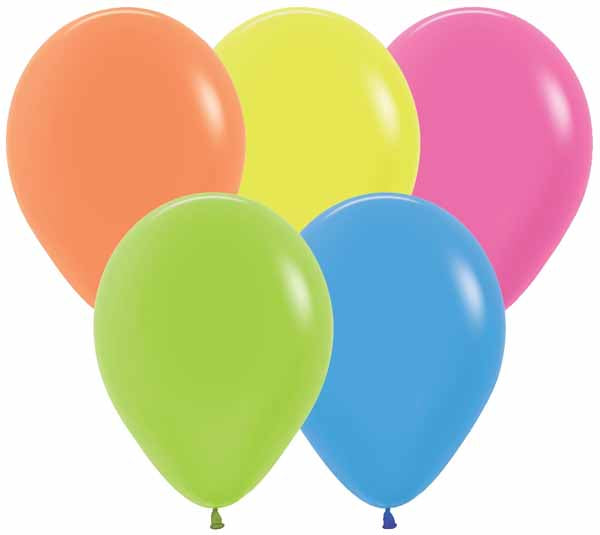 Sempertex 5-Inch Assorted Neon Latex Balloons, 50-Pack