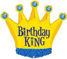 Birthday King 36-Inch Crown-Shaped Foil Balloon