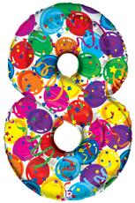 Party Megaloons Number 8 Balloon, 40 Inch