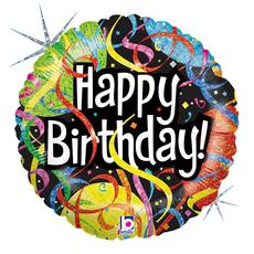 Party Streamers Birthday 18" Holographic Foil Balloon