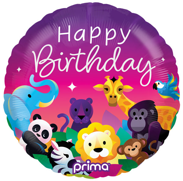 Prima Animal Happy Birthday Foil Balloon, 18 Inch