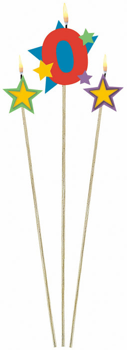 Number 0 Star Candle Stick Set, 3 Pieces