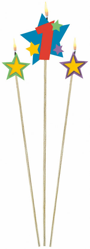 Number 1 Star Candle Stick Set, 3 Pieces