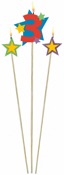 Number 3 Star Candle Stick Set, 3 Pieces