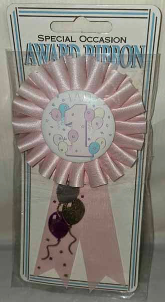 I'm One Today Pink First Birthday Award Ribbon