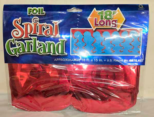 Red Metallic Spiral Garland, 15 Inches x 8 Feet