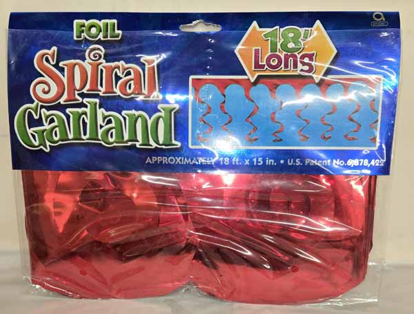Red Metallic Spiral Garland, 15 Inches x 8 Feet