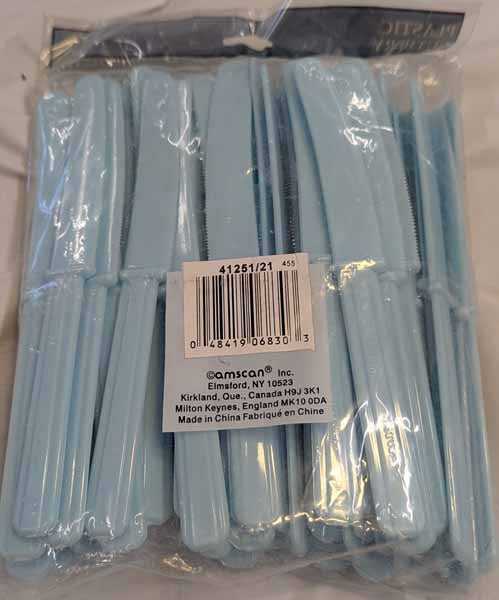 Baby Blue Plastic Knives, 50 Count