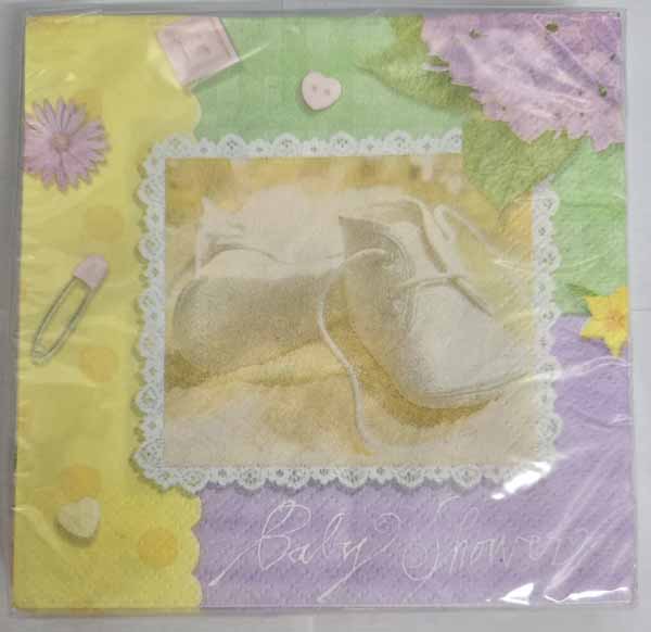 Pitter Patter Baby Shower Beverage Napkins, 16 Count