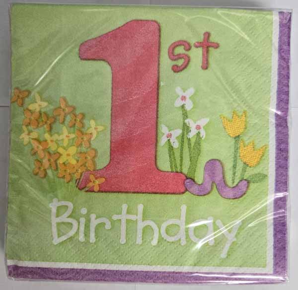 One Special Girl 1st Birthday Beverage Napkins, 16 Count