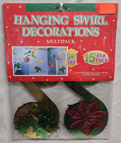 Holiday Classic Christmas Hanging Swirl Decorations, 15 Pack