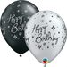 Qualatex 11" Elegant Sparkles & Swirls Latex Balloons in silver and black for a stylish birthday celebration