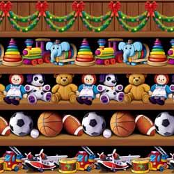 Santa's Workshop Christmas Backdrop, 4 ft x 30 ft